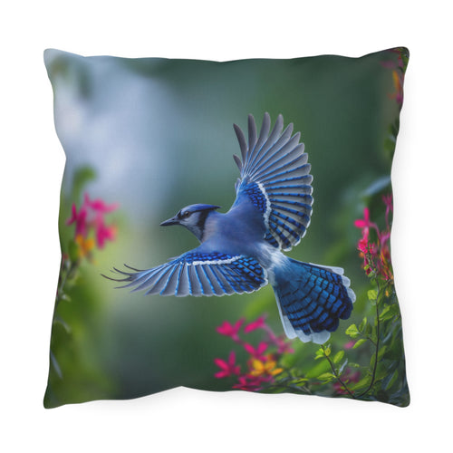 Blue Jay Outdoor Pillow | Waterproof Bird Patio Cushion