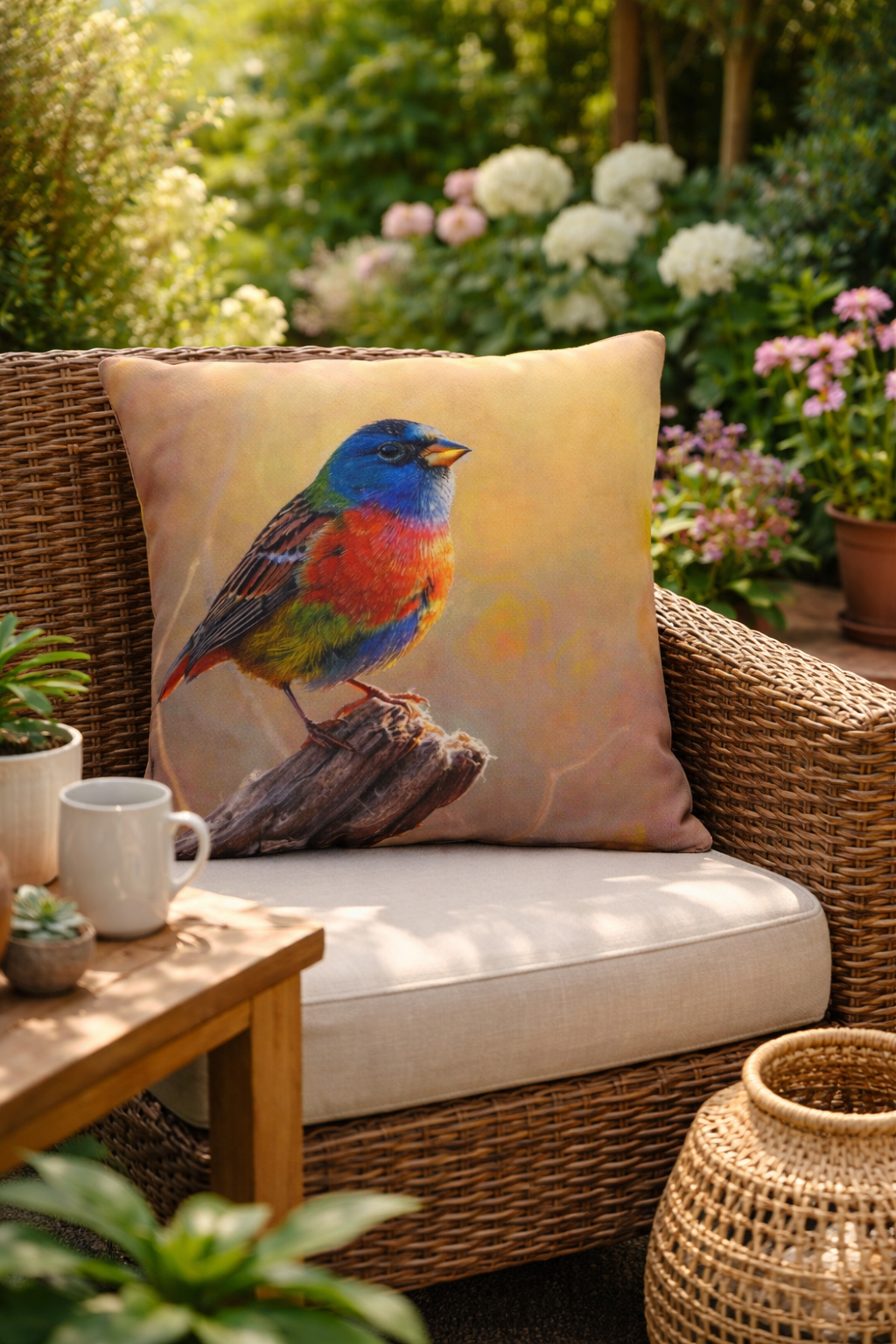 Bird Outdoor Pillow | Waterproof Patio Cushion | Garden Decor Throw Pillow | Nature Bird Accent | Double-Sided Print