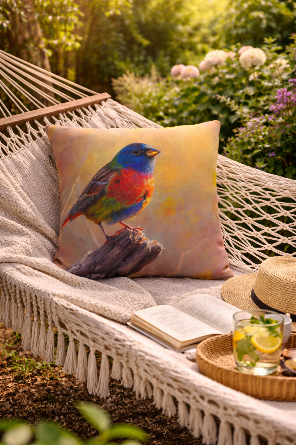Bird Outdoor Pillow | Waterproof Patio Cushion | Garden Decor Throw Pillow | Nature Bird Accent | Double-Sided Print