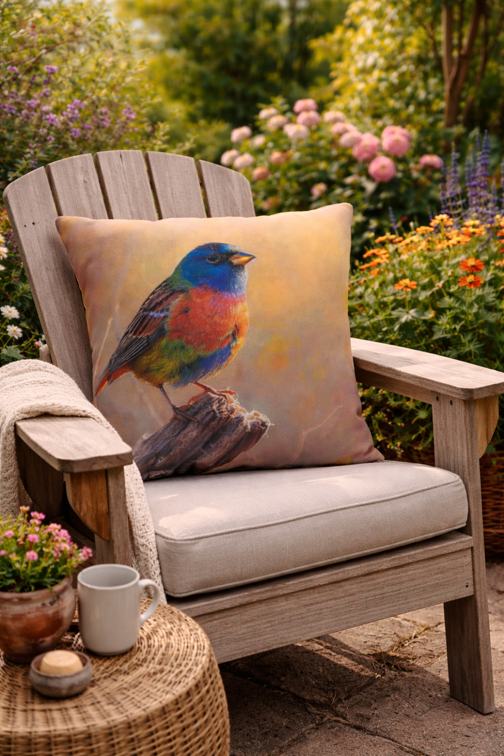 Bird Outdoor Pillow | Waterproof Patio Cushion | Garden Decor Throw Pillow | Nature Bird Accent | Double-Sided Print