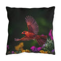 Cardinal in Flight Outdoor Pillow | Waterproof Bird Patio Cushion