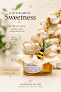 Artisan Pure Honey hand-decorated glass jar by Feather & Bloom