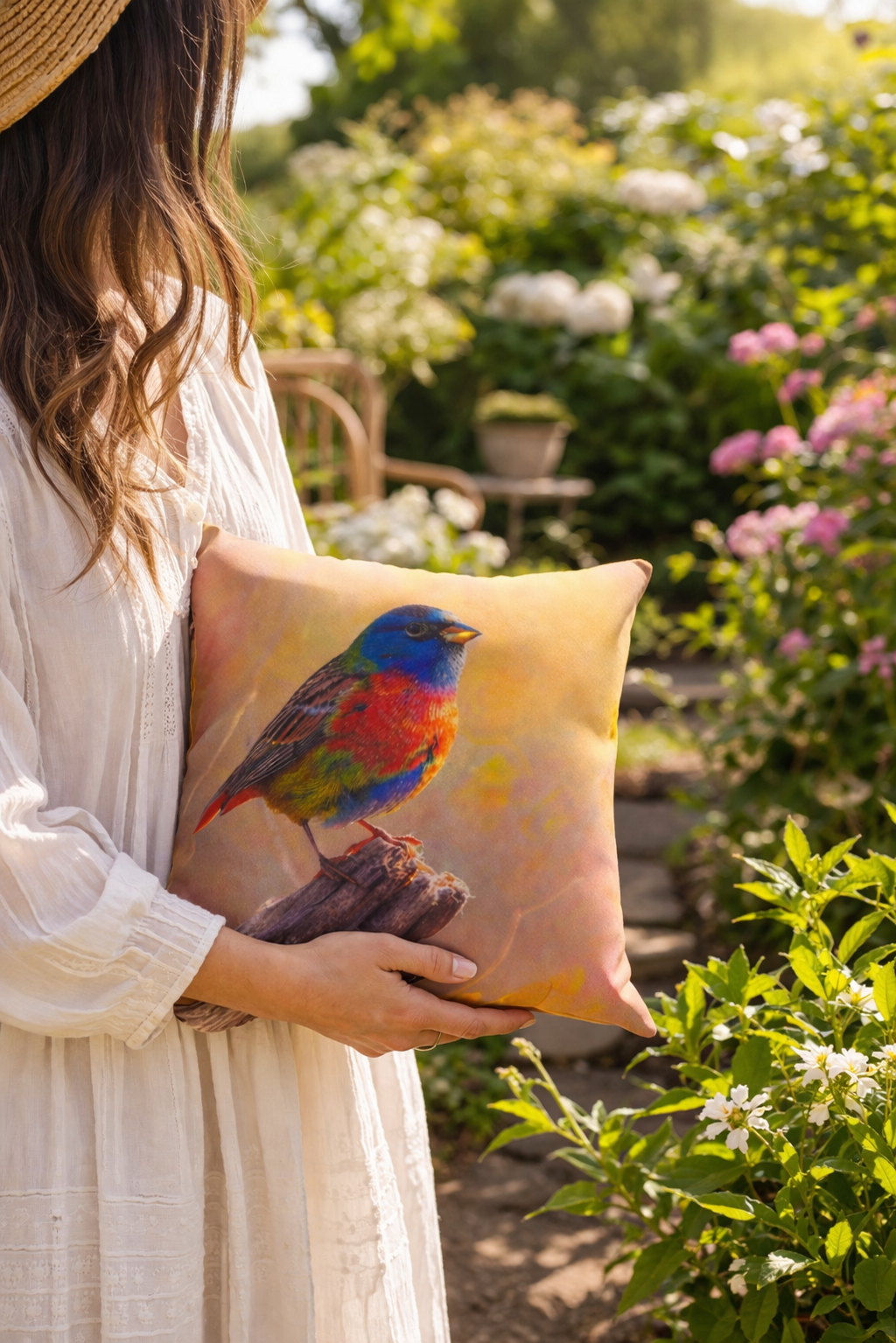 Bird Outdoor Pillow | Waterproof Patio Cushion | Garden Decor Throw Pillow | Nature Bird Accent | Double-Sided Print
