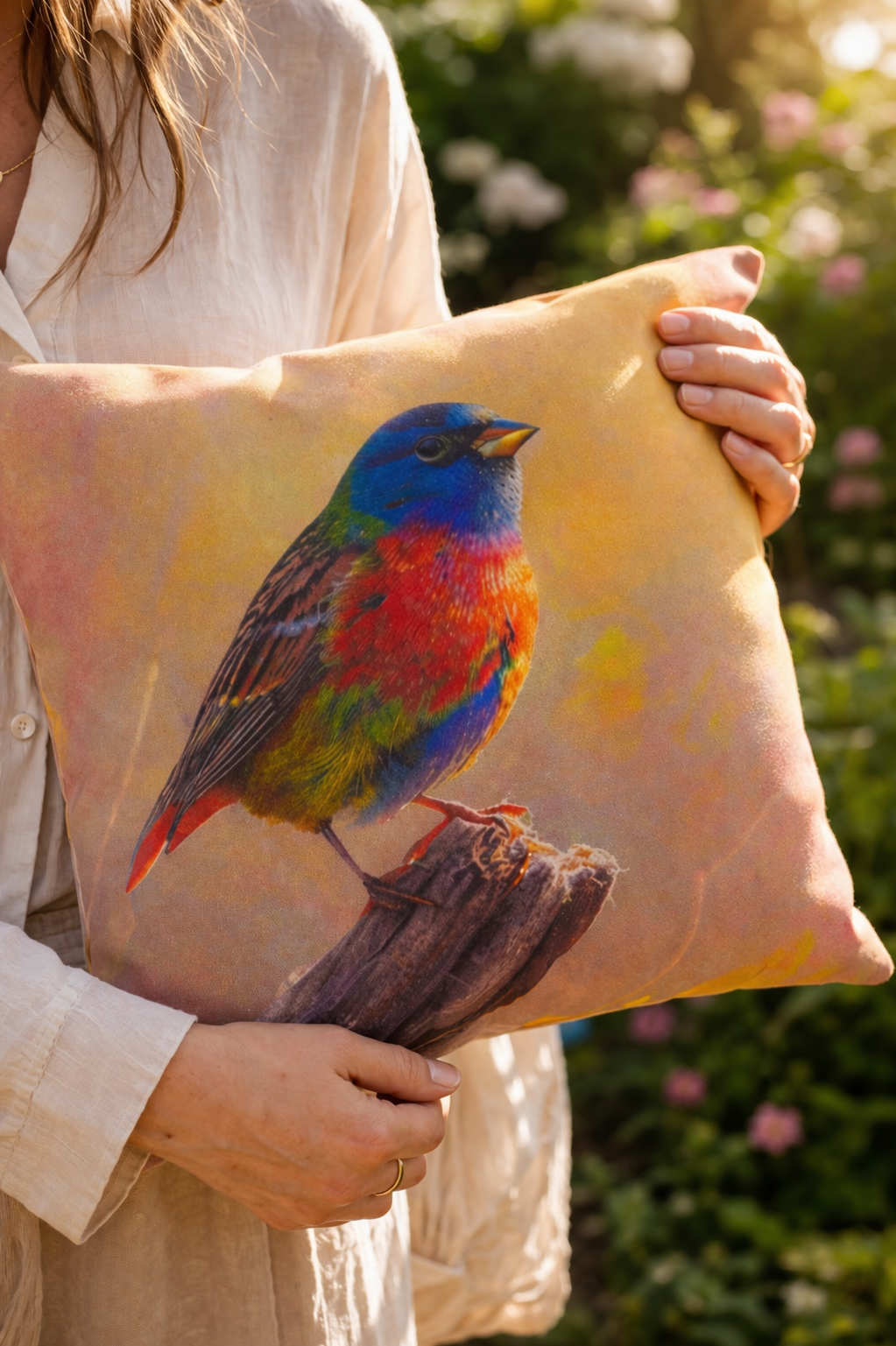 Bird Outdoor Pillow | Waterproof Patio Cushion | Garden Decor Throw Pillow | Nature Bird Accent | Double-Sided Print