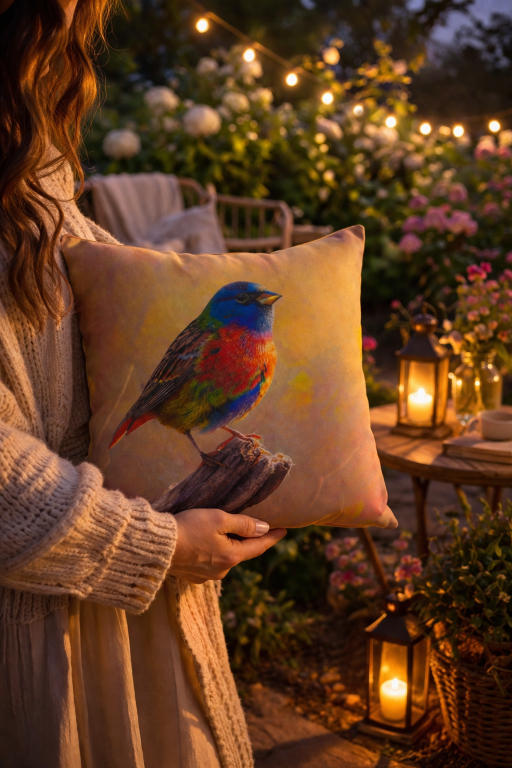 Bird Outdoor Pillow | Waterproof Patio Cushion | Garden Decor Throw Pillow | Nature Bird Accent | Double-Sided Print