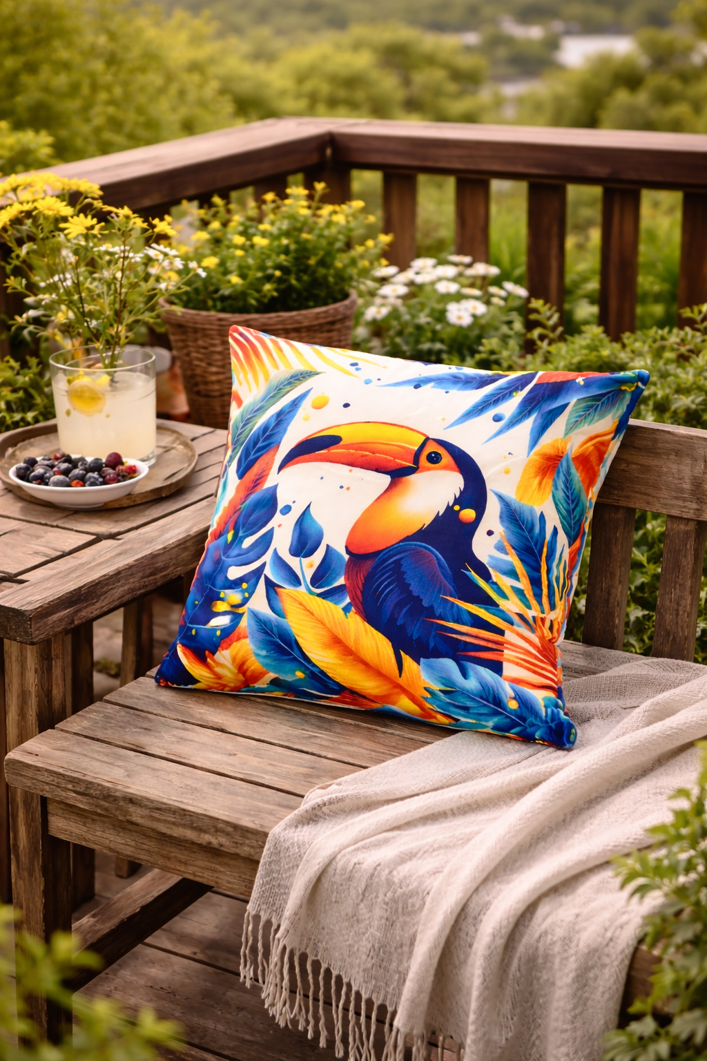 Tropical Toucan Print Outdoor Pillow | Vibrant Jungle Bird Patio CushionTropical Toucan Outdoor Pillow, Waterproof Jungle Bird Cushion, Patio Decor Pillow, Outdoor Throw Pillow, Garden Cushion,...