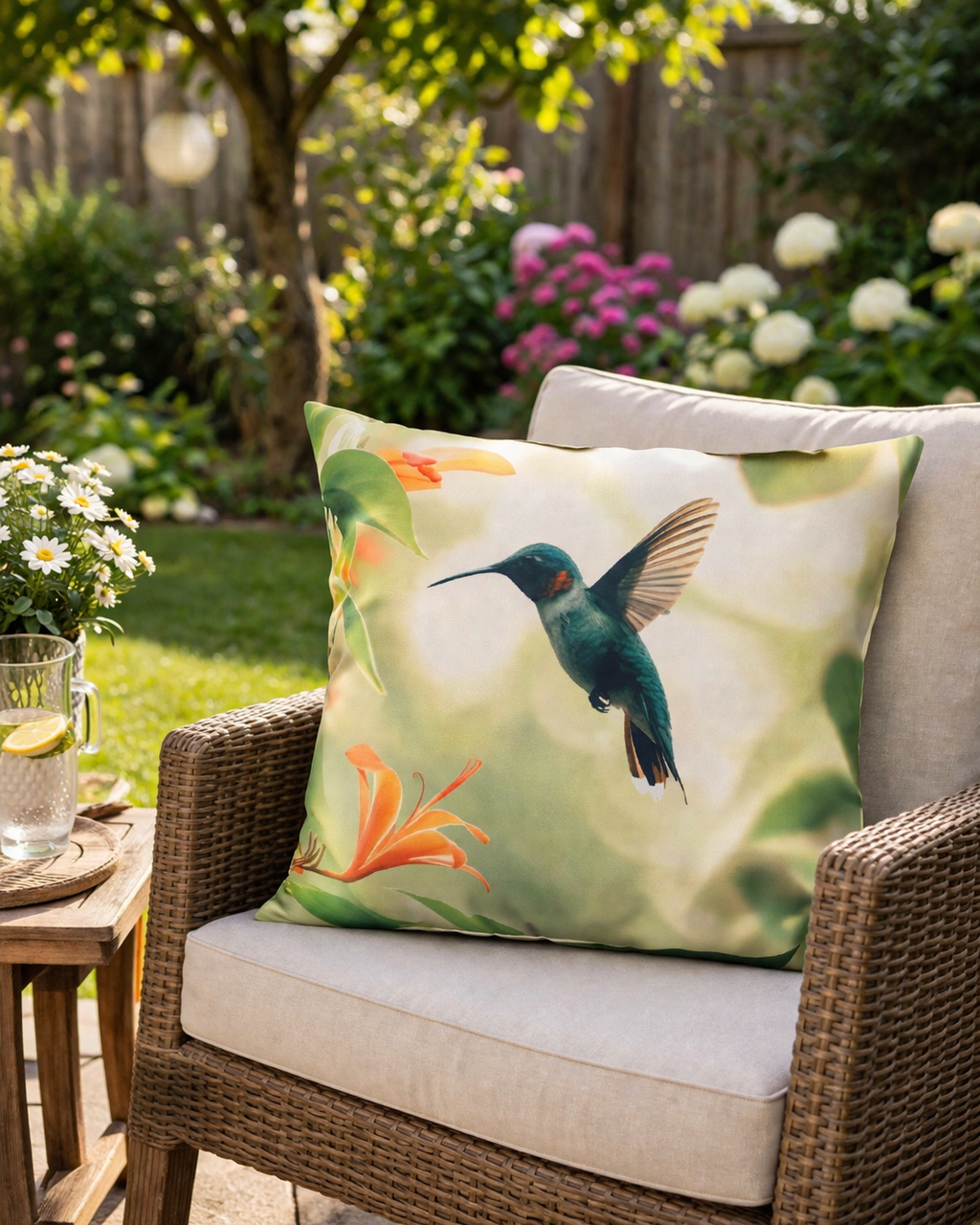 Hummingbird Outdoor Pillow, Waterproof Floral Cushion, Garden Patio Decor, Bird Throw Pillow, Outdoor Cushion for Patio, Tropical PillowBring a fresh tropical touch to your outdoor space with this...